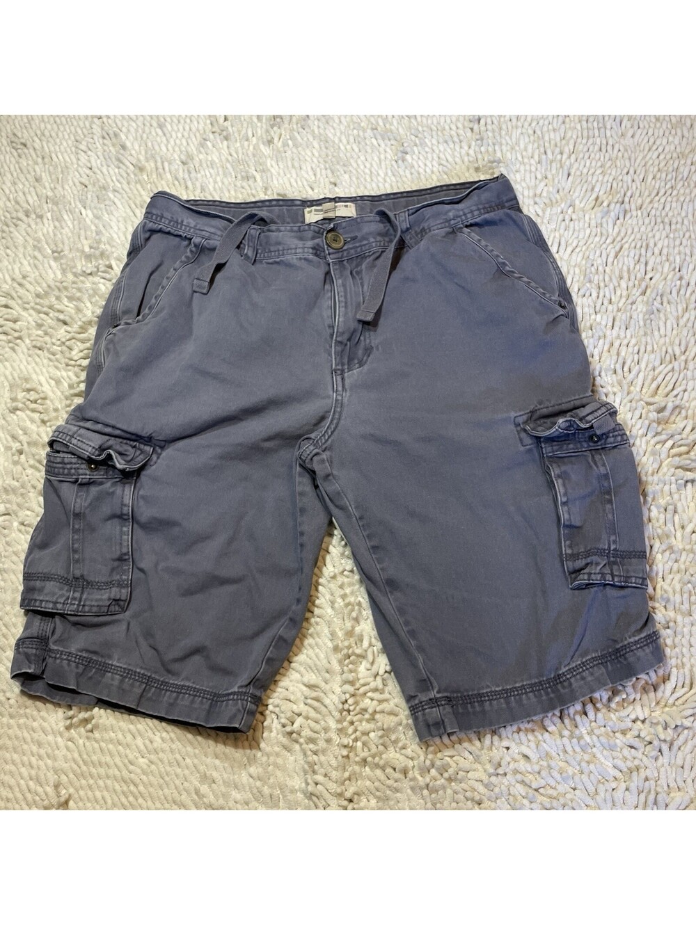Triple Five Soul Cargo Shorts Mens 34 Gray Good Adjustable Waist Gorpcore Y2K